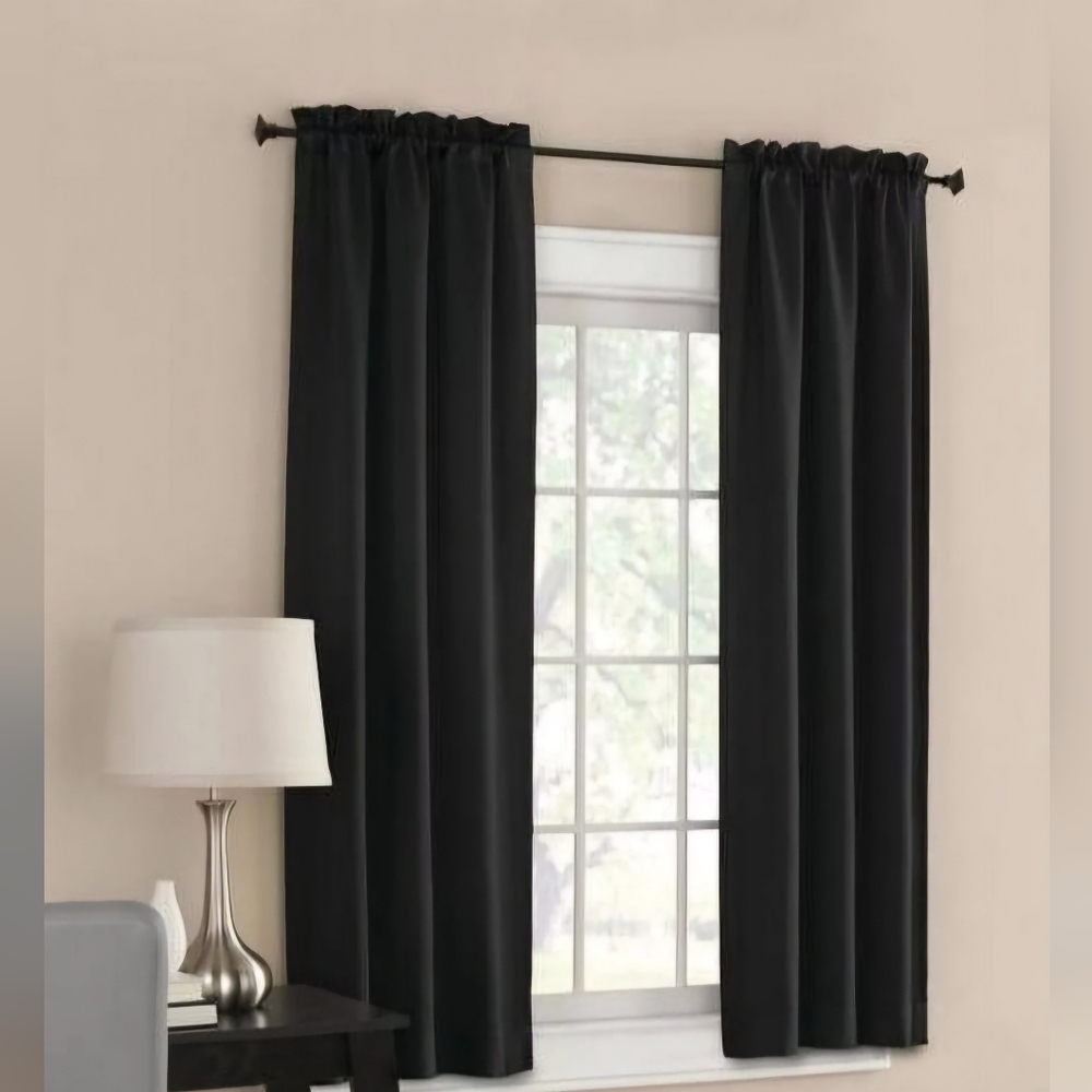 Rich Black Room Darkening 54 x 63 Curtains 2‎ panels